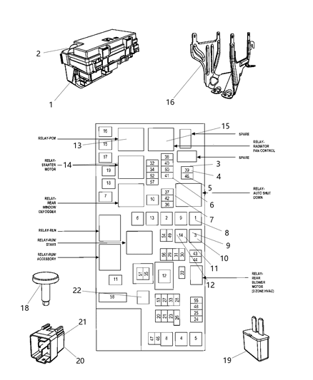 Fuse Cartridge 30 Amp Diagram for 4868007AA