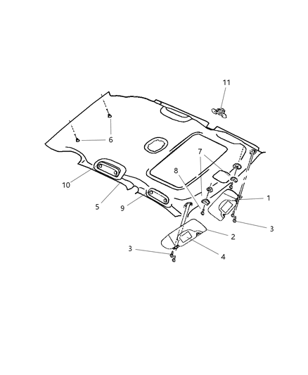 2003 Chrysler PT Cruiser Headliner Diagram for XM08XDBAA