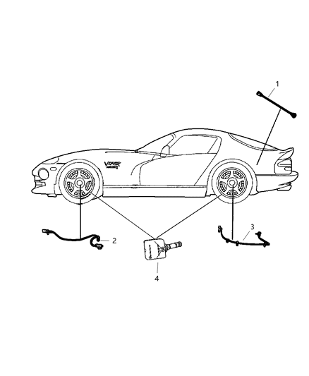 1985 Jeep Wagoneer Sensor Tire Pressure Valve Stem Diagram for 52088990AA