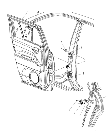 2010 Dodge Charger Hinge Assembly Lower Door Diagram for 5115713AG