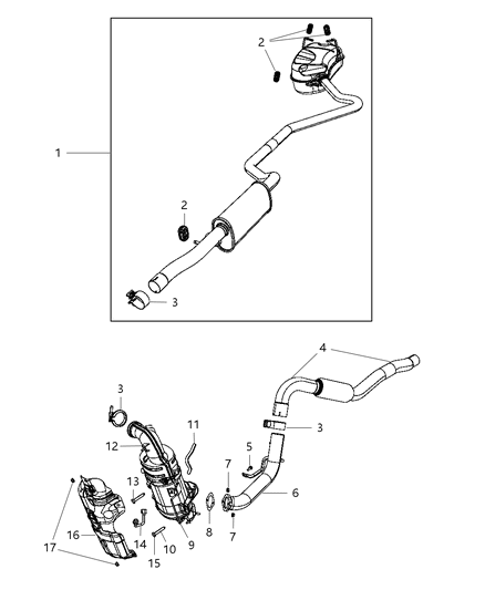 Shield Exhaust Front Pipe Or Converter Diagram for 68079774AA