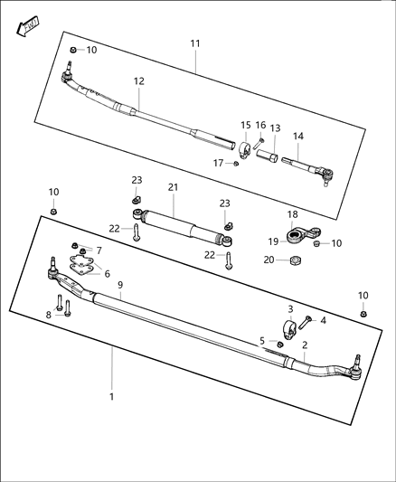 Tube Assembly Steering Linkage Cross Bar Linkage, Outer Diagram for 5154992AC