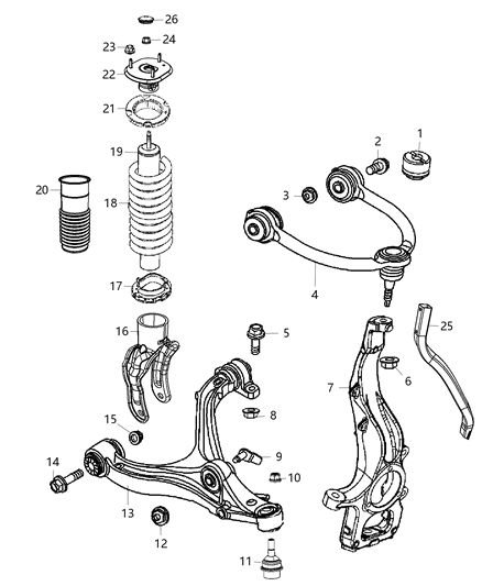 Shock Absorber Kit Suspension Front Diagram for 68069851AA