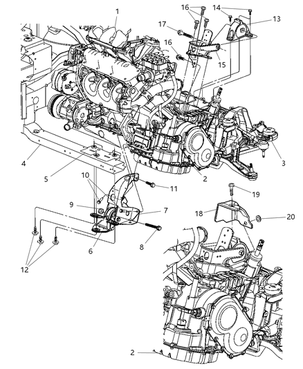 2014 Dodge Charger Bracket Engine Mount Diagram for 4861298AE