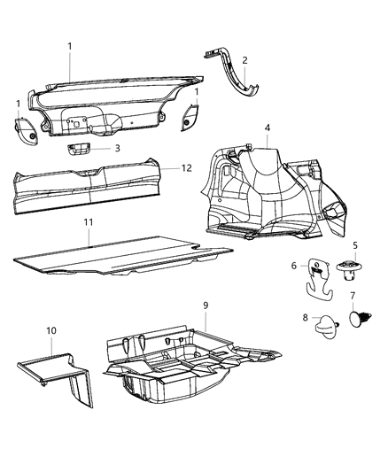 1985 Dodge B350 Carpet Luggage Compartment Diagram for 68202778AB