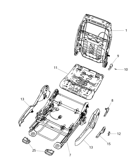 1991 Dodge D250 Cap Seat Lift Handle Diagram for 1FJ57HL1AA