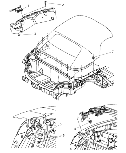 2003 Dodge Viper Latch And Base Folding Top Diagram for 4865936AC