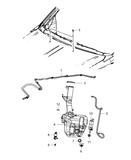 1993 Jeep Cherokee Hose Windshield Washer Diagram for 68088817AB
