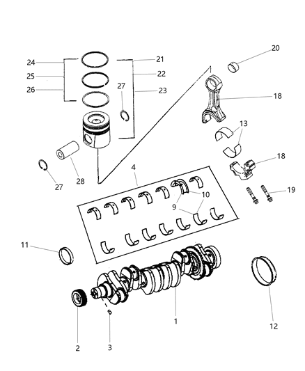 1995 Chrysler LHS Bearing Connecting Rod Standard Diagram for 4429175AB