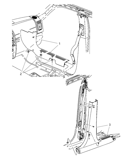 1986 Dodge Aries Molding B Pillar Diagram for 5KH88XDVAB