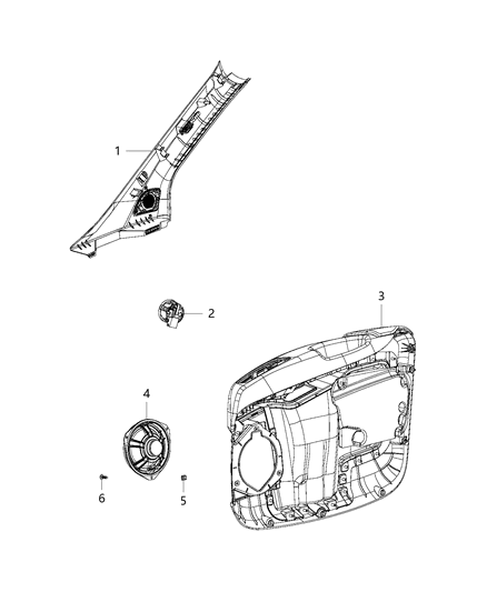 2014 Ram ProMaster 1500 Windshield Pillar Speaker, Front Diagram for 68073734AA