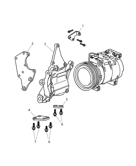 2007 Chrysler PT Cruiser Bracket A/C Compressor Diagram for 5083377AB