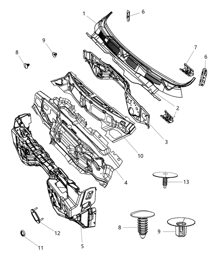 Insulation Dash Panel Diagram for 68204729AB