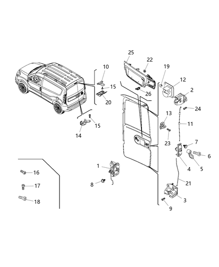 Clip Door Lock Rod Diagram for 68397633AA