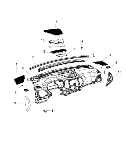 2007 Jeep Commander Instrument Panel Base Panel Diagram for 6SP91DX9AA
