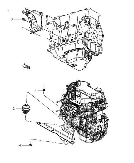 Bracket Engine Mount Diagram for 52125121AF
