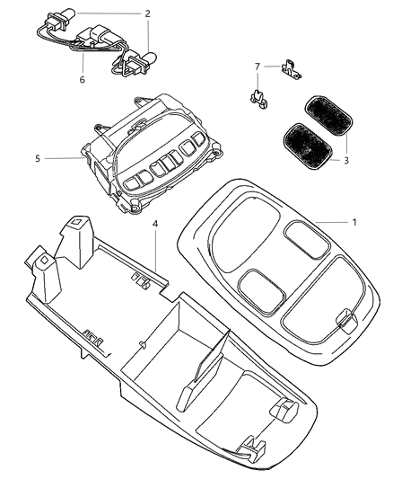 2005 Dodge Ram 1500 Lens Reading Lamp Diagram for 5073071AA