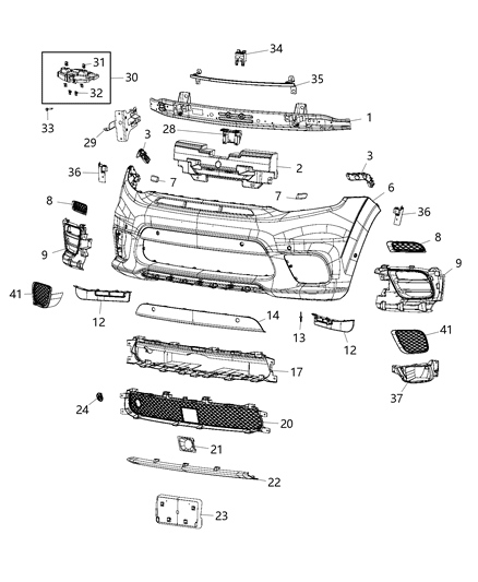 Bracket Mounting Attaches To Beam & Includes All Nuts Diagram for 68309582AC
