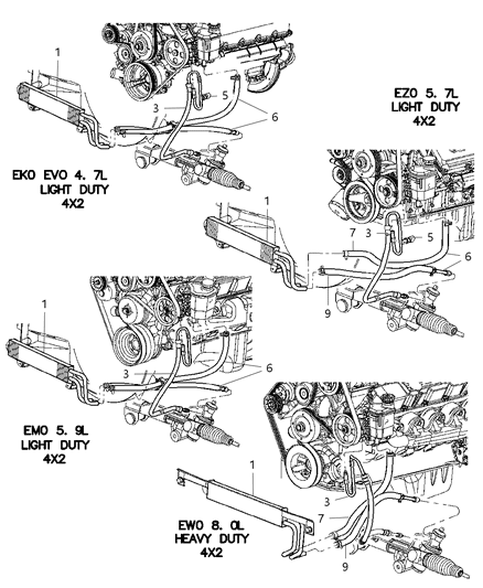 1997 Chrysler Concorde Hose Power Steering Return, Cooler To Reservoir & Gear Diagram for 52110498AB