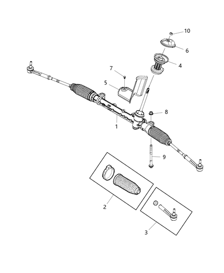 2004 Chrysler PT Cruiser Lock Nut M10-1.50 Outer Tie Rod Diagram for 68361340AA