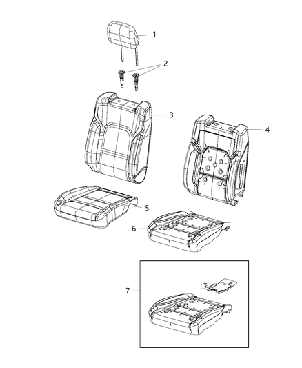 2021 Ram 1500 Headrest Front Diagram for 6CL886X7AB