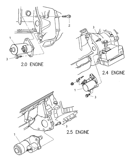 2023 Chrysler Pacifica Starter, 4 Cylinder 2.5 Engine Diagram for 4609058