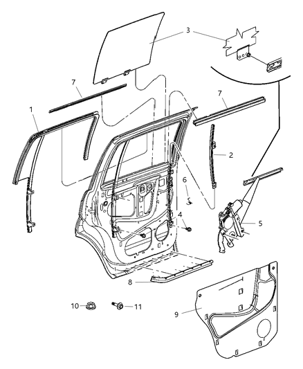 2003 Dodge Ram 2500 Van Glass Rear Door Fixed Diagram for 55364075AI