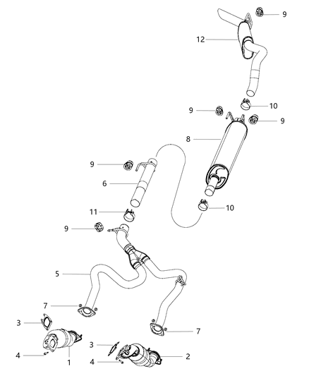 Resonator And Tailpipe Exhaust Diagram for 68092189AA
