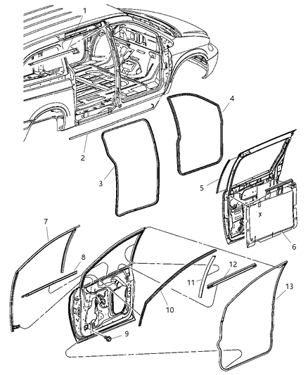2014 Dodge Charger Weatherstrip Sliding Door Diagram for 5020550AD