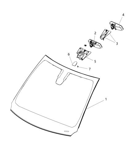 Mirror Inside Rearview Diagram for 68231567AA