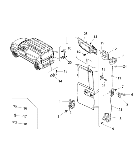 1988 Jeep Comanche Nut Hexagon M6X1 Outside Handle To Door Diagram for 6107172AA