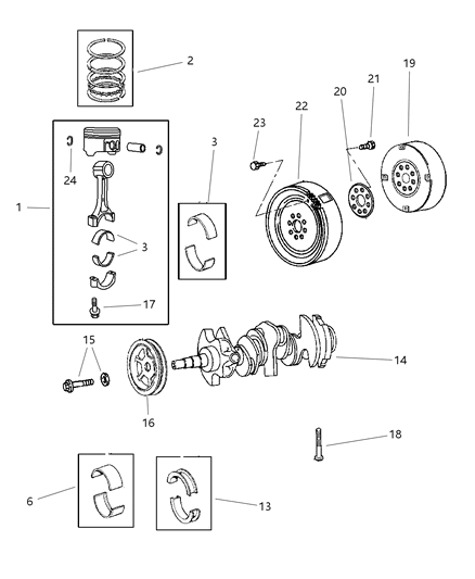 1994 Chrysler Town & Country Bearing Package Crankshaft Standard Diagram for 4796543