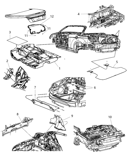 2014 Chrysler 200 Mat Kit Floor Diagram for 1UL211X9AB