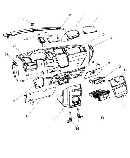 Panel Instrument Upper Diagram for 1PE44HL9AI