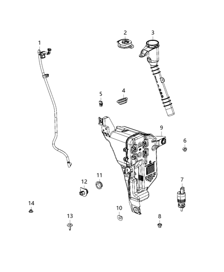 Reservoir Windshield Washer Bottle Only Diagram for 68421922AA