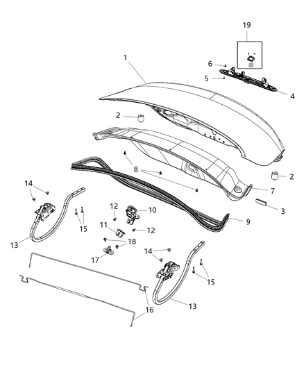 Hinge Deck Lid Diagram for 68159369AA