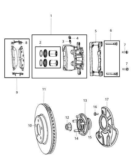 1986 Dodge Lancer Pin Kit Disc Brake Guide Diagram for 68245116AA