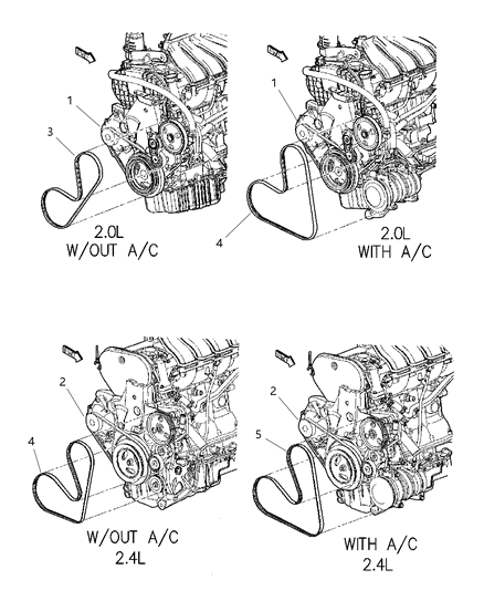 2001 Chrysler PT Cruiser Belt Alternator Drive 2.0L Diagram for 4668241