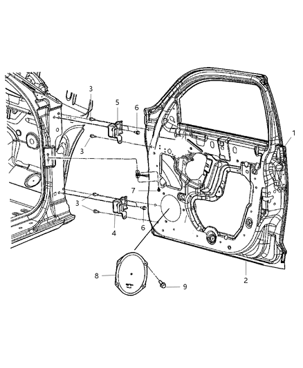 2004 Chrysler PT Cruiser Door Front Diagram for 5067245AC