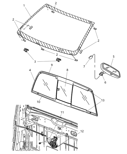 1995 Chrysler LHS Windshield Diagram for 5101944AC