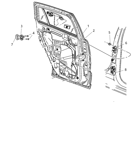 1986 Dodge D350 Hinge Assembly Lower Door Diagram for 5115713AG