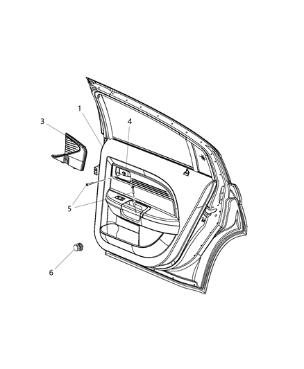 1990 Dodge D250 Panel Rear Door Trim Diagram for 1TC361L1AB