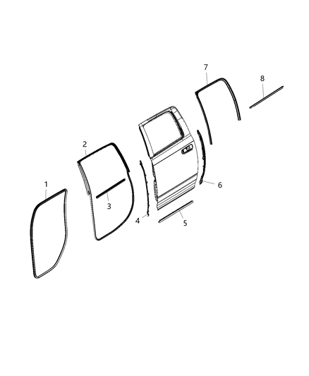 2012 Jeep Patriot Weatherstrip B Pillar Lower Diagram for 55372710AC
