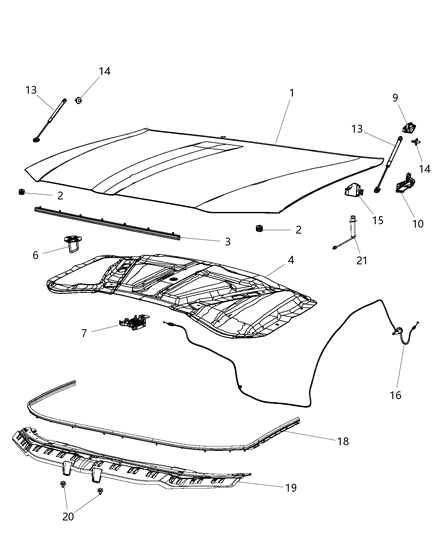 Release Hood Latch Includes Handle Diagram for 1PS72HL1AB