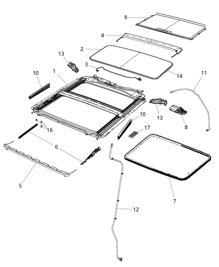2018 Ram 1500 Sunshade Sunroof Diagram for 6QD62BD1AA