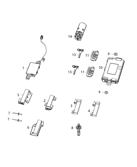 1985 Dodge B250 Transmitter Integrated Key Fob Diagram for 68394202AA