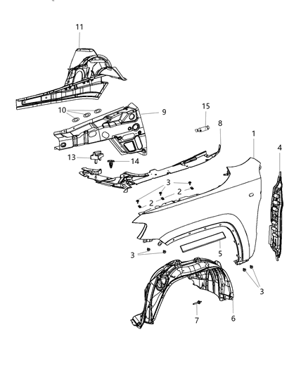 Reinforcement Fender Diagram for 68083018AA