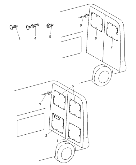 Panel Cargo Door Right Diagram for 5104396AA