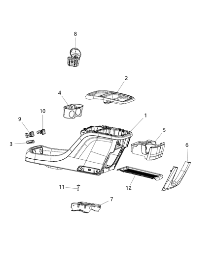 1991 Jeep Comanche End Cap Console Diagram for 6EJ87DX9AB