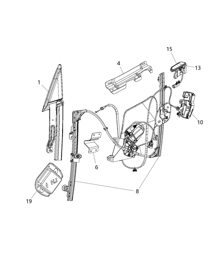 Regulator Front Door Window Diagram for 4865611AH